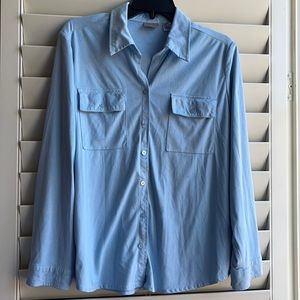 Chico’s Button down blue t-shirt medium viscose 2